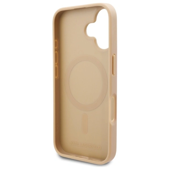 Karl Lagerfeld KLHMP16SPKHPORPE Apple iPhone 16 hardcase Hot Stamp Magsafe beige