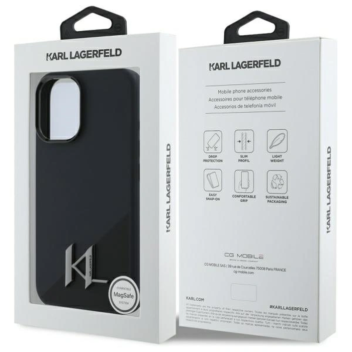 Karl Lagerfeld KLHMP16SSCMKMPCK Apple iPhone 16 hardcase Silicone Shadow Metal Initial MagSafe black