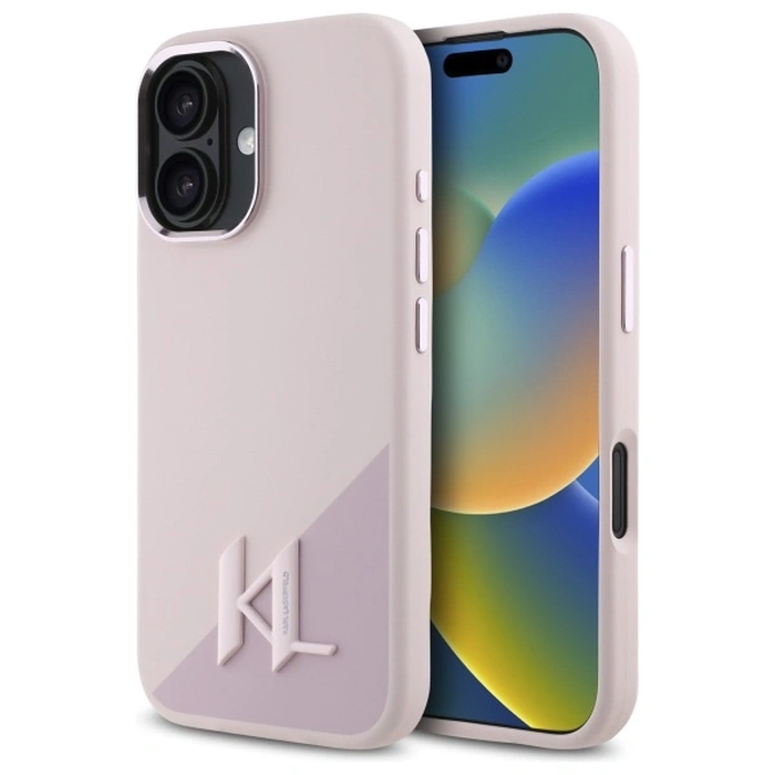 Karl Lagerfeld KLHMP16SSCMKMPCP Apple iPhone 16 hardcase Silicone Shadow Metal Initial MagSafe pink