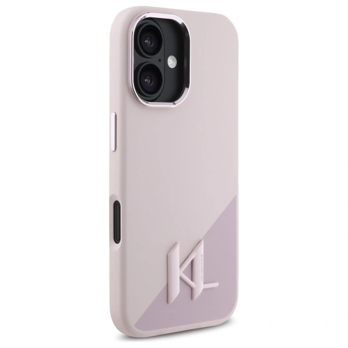 Karl Lagerfeld KLHMP16SSCMKMPCP Apple iPhone 16 hardcase Silicone Shadow Metal Initial MagSafe pink