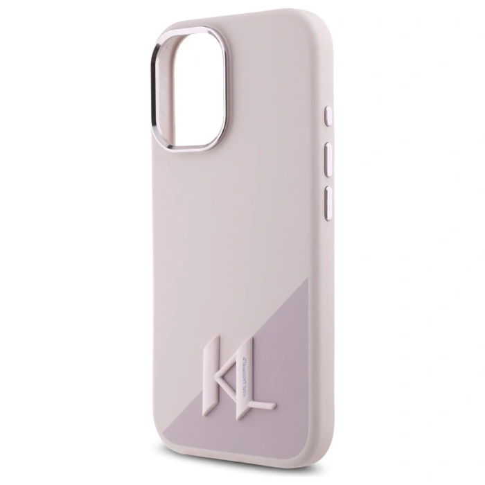 Karl Lagerfeld KLHMP16SSCMKMPCP Apple iPhone 16 hardcase Silicone Shadow Metal Initial MagSafe pink