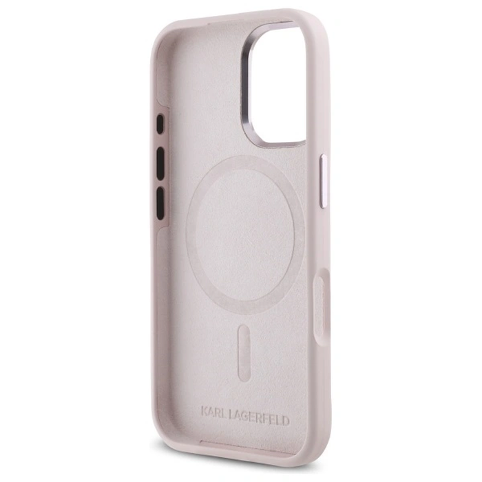 Karl Lagerfeld KLHMP16SSCMKMPCP Apple iPhone 16 hardcase Silicone Shadow Metal Initial MagSafe pink