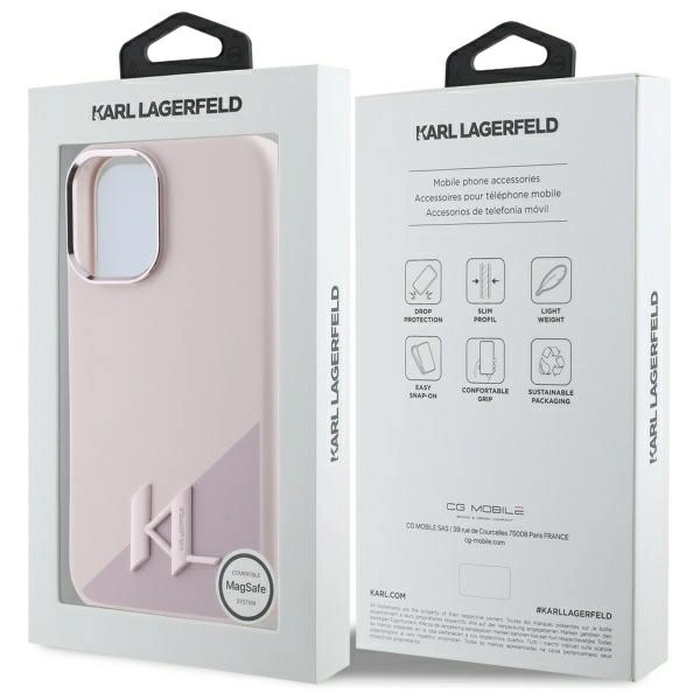Karl Lagerfeld KLHMP16SSCMKMPCP Apple iPhone 16 hardcase Silicone Shadow Metal Initial MagSafe pink