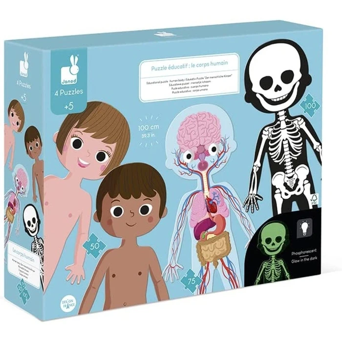 Παιδικό Παζλ Janod The human body 50, 75 i 100 el.