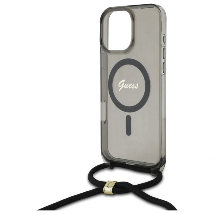Guess GUHMP16XHCTSGNSK Apple iPhone 16 Pro Max hardcase Crossbody Cord Script MagSafe black