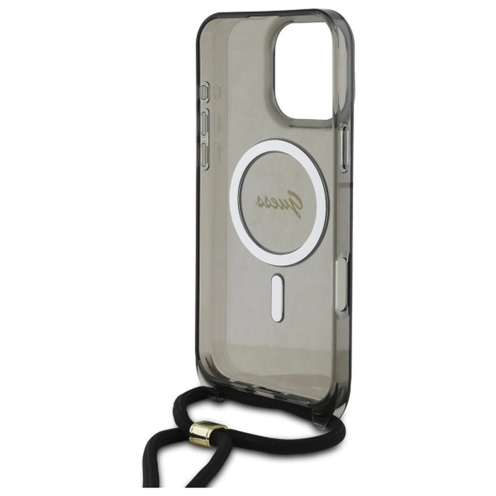 Guess GUHMP16XHCTSGNSK Apple iPhone 16 Pro Max hardcase Crossbody Cord Script MagSafe black