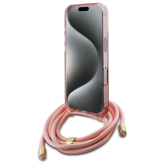Guess GUHMP16XHCTSGNSP Apple iPhone 16 Pro Max hardcase Crossbody Cord Script MagSafe pink