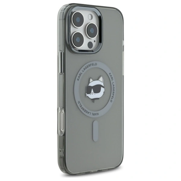 Karl Lagerfeld KLHMP16XHLSCHK Apple iPhone 16 Pro Max hardcase IML Metal Choupette Head MagSafe black