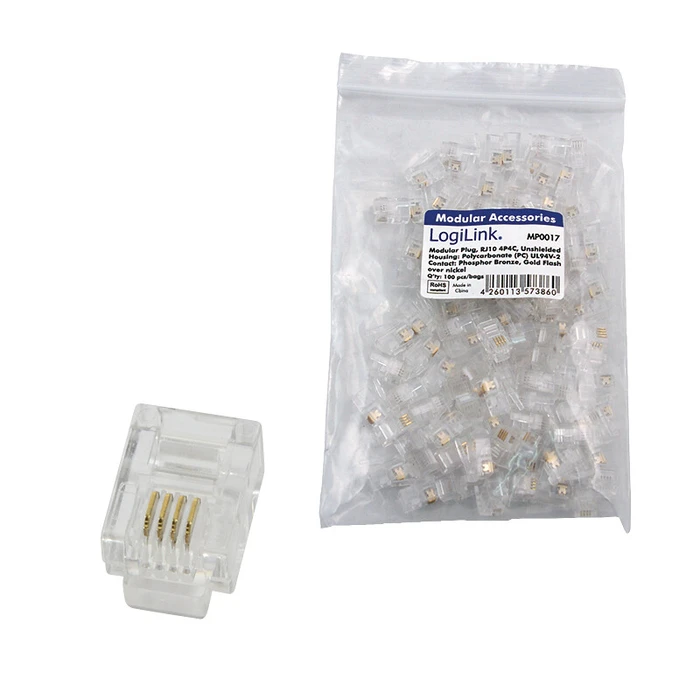 Βύσματα Τηλεφωνικό Logilink Patchplug RJ10 4-polig Unshielded 100pcs.