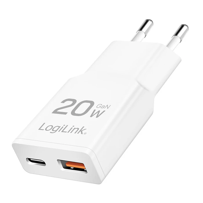 Φορτιστής Πρίζας Logilink 230V 1xUSB-C 20W+1xUSB-A 18W Black