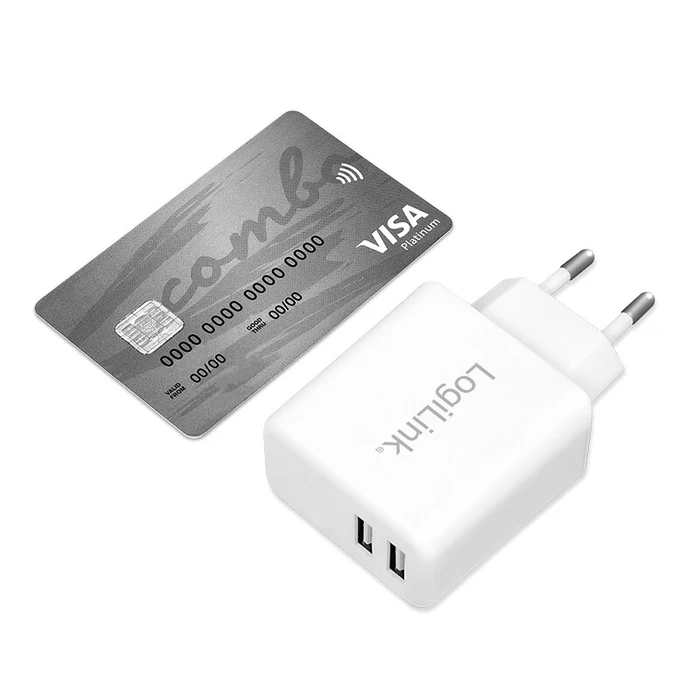 Φορτιστής Πρίζας Logilink 230V 2xUSB-A 12W White