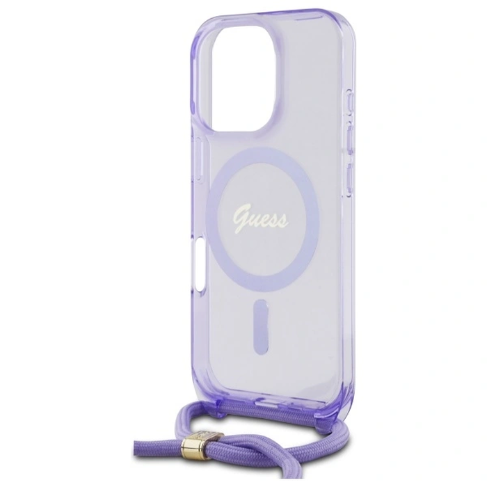 Guess GUHMP16XHCTSGNSU Apple iPhone 16 Pro Max hardcase Crossbody Cord Script MagSafe purple