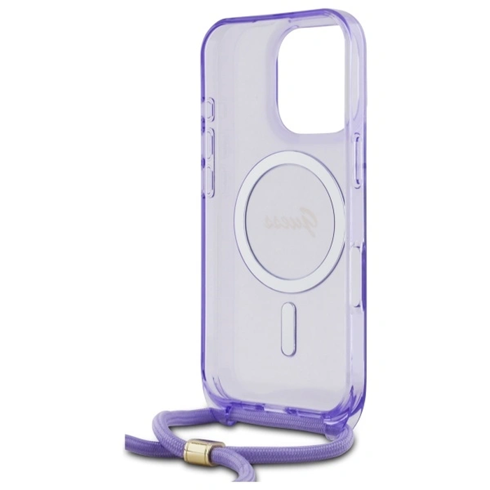 Guess GUHMP16XHCTSGNSU Apple iPhone 16 Pro Max hardcase Crossbody Cord Script MagSafe purple