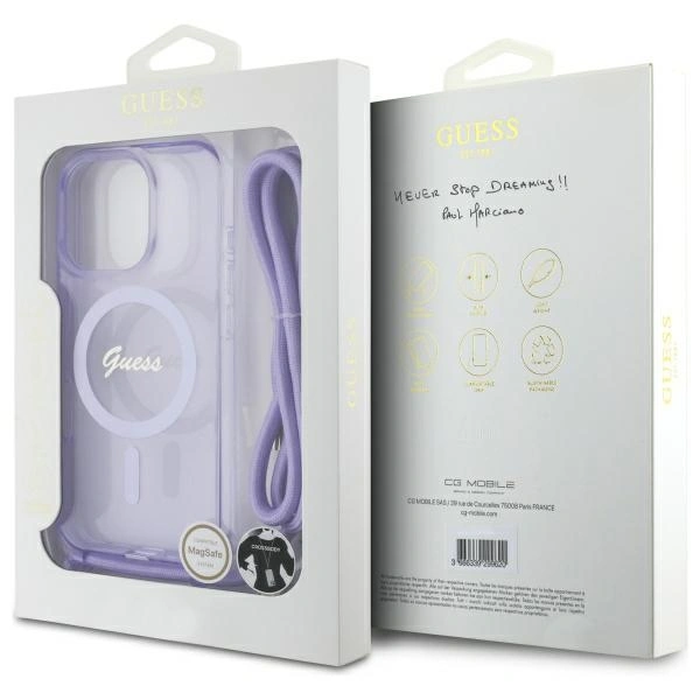Guess GUHMP16XHCTSGNSU Apple iPhone 16 Pro Max hardcase Crossbody Cord Script MagSafe purple