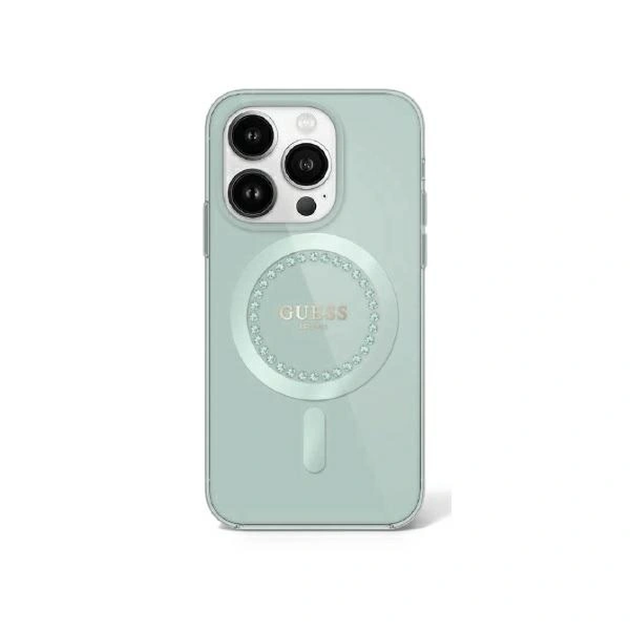 Guess GUHMP16XPFTDTEN Apple iPhone 16 Pro Max hardcase IML Rhinestones MagSafe green