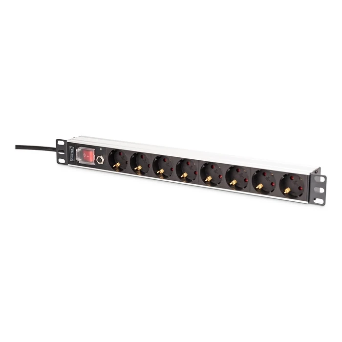 Πολύπριζο για Καμπίνες Δικτύου Digitus power strip 8-way 19" Alu. 1HE 2m Black