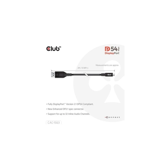 Καλώδιο DisplayPort Club 3D USB Type-C <-> DP 2.1 2m 8K120Hz M/M