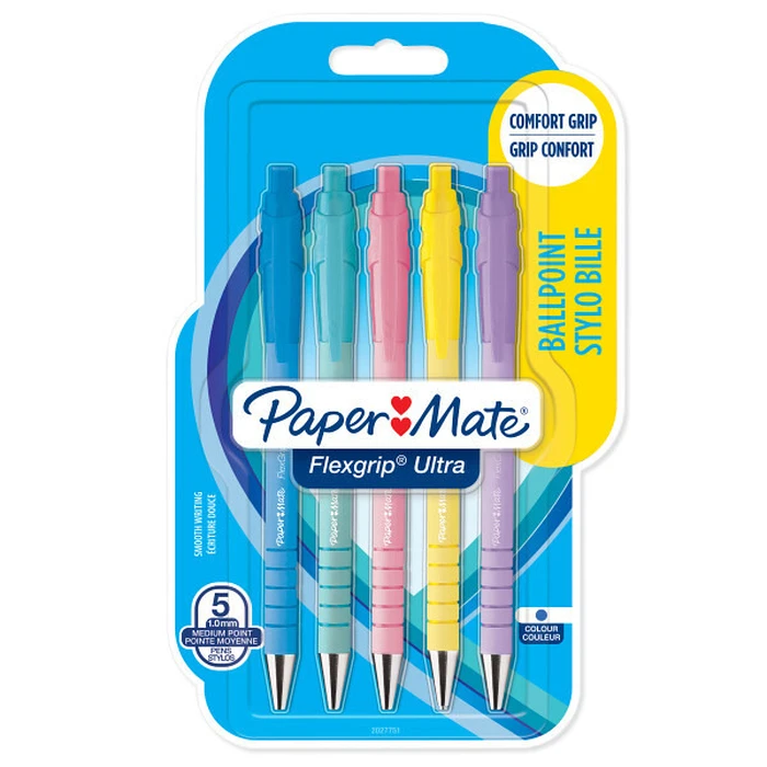 Στυλό Papermate Ballpoint Flexgrip Ultra Pastel. M Blue 5er Blister