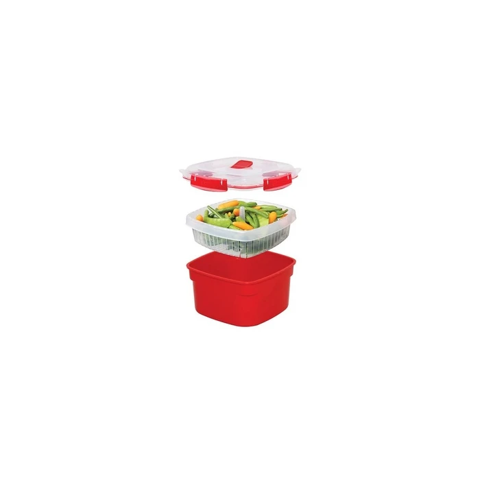 Δοχείο Φαγητού Sistema microwave steamer with basket, 2.4 l, red