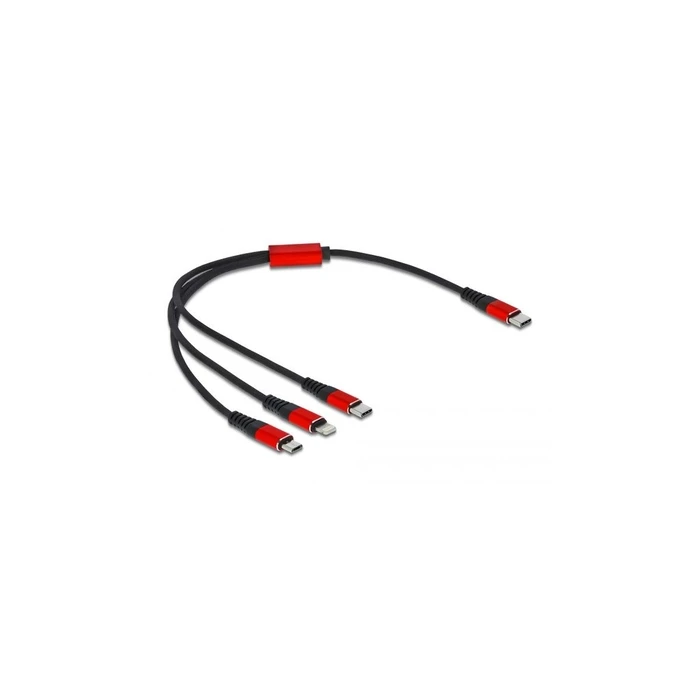 Καλώδιο USB Delock USB-C charging<Lightning/Micro/USB-C 30cm SW/rot