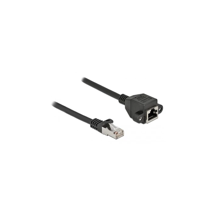 Καλώδιο Δικτύου Delock extension S/FTP RJ45 Ste.< RJ45 Bu. Cat.6A 25cm Black