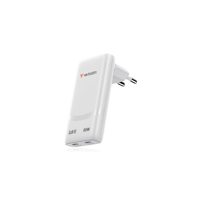 Φορτιστής Πρίζας Verbatim GaN III Fold ´n´ Go 2 Port 65W USB-C White