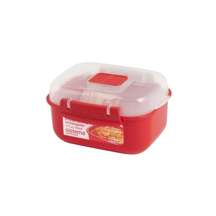 Δοχείο Φαγητού Sistema Microwave Square with Valve, 525 ml, Red