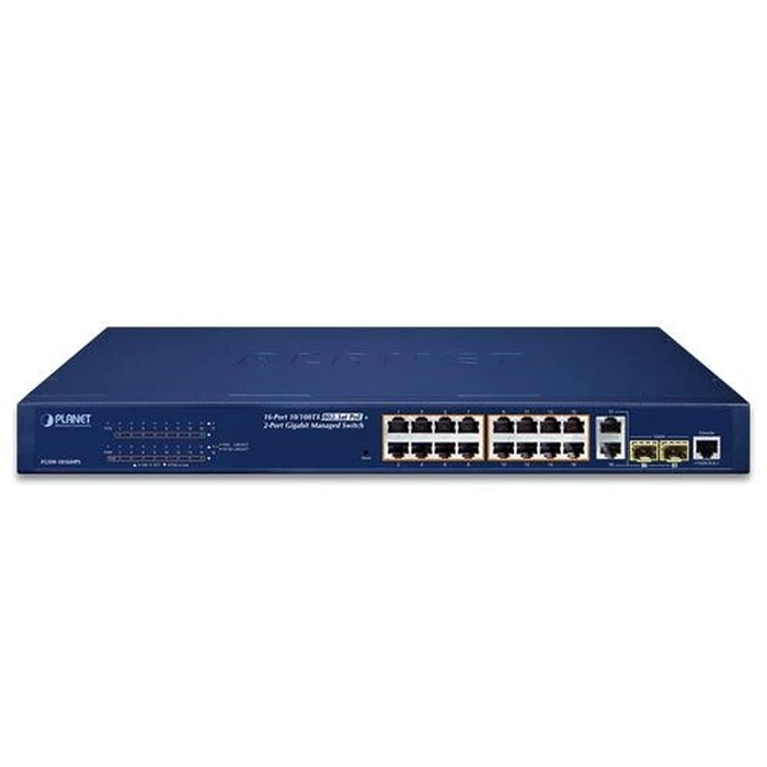 Network Switch Planet 16-Port 10/100TX 802.3at PoE + 2-Port Gigabit TP/SFP