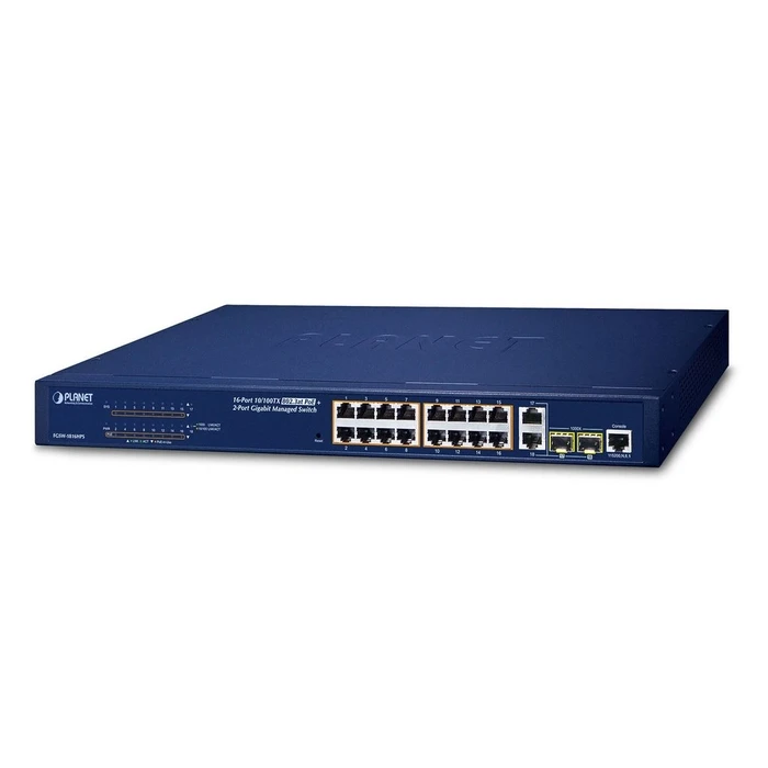 Network Switch Planet 16-Port 10/100TX 802.3at PoE + 2-Port Gigabit TP/SFP