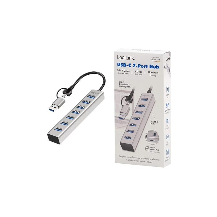 LogiLink USB 3.0 HUB 7 θυρών, 7x USB-A, 5 Gbit/s, ασημί (MPN UA0441)