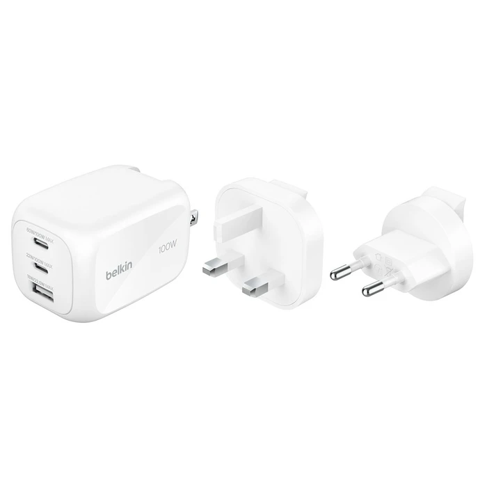 Φορτιστής Πρίζας Belkin BOOST 100W USB-C 2xUSB-C/1xA WCH016hqWH