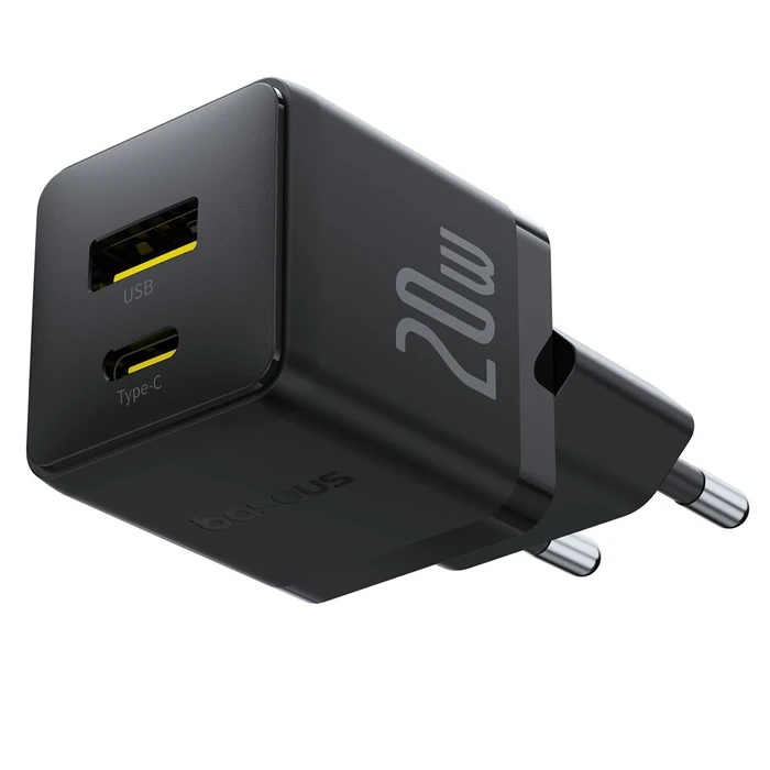 Φορτιστής Πρίζας Baseus Palm USB and USB-C 20W EU Black
