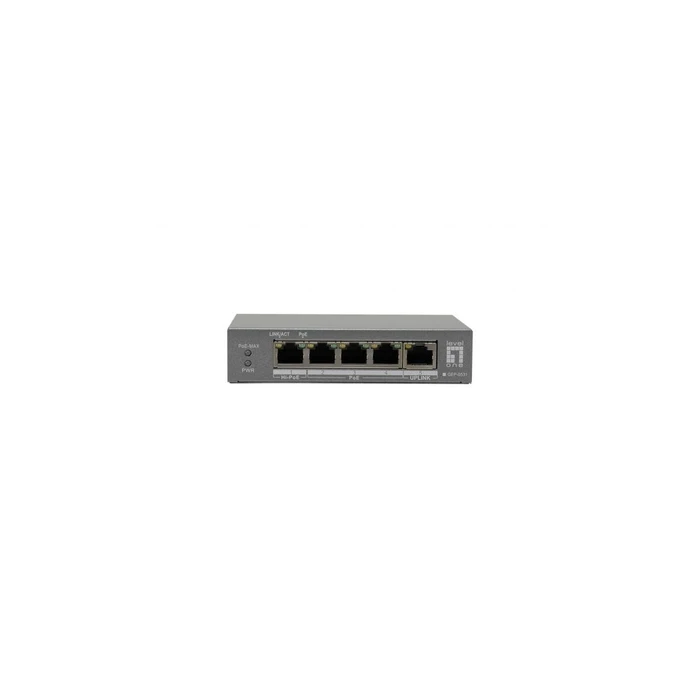 LevelOne GEP-0531 PoE+ Switch 5 θυρών Gigabit (4x PoE, 1x Hi‑PoE uplink) 60W Ανεπιτηρούμενος Πλαστικό