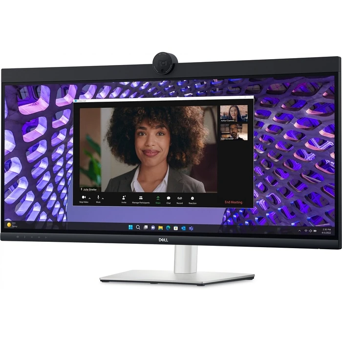 Monitor 34" Dell (3440x1440) P3424WEB Curved WQHD IPS 60Hz HDMI DP RJ45 Webcam USB-C Black/Silver