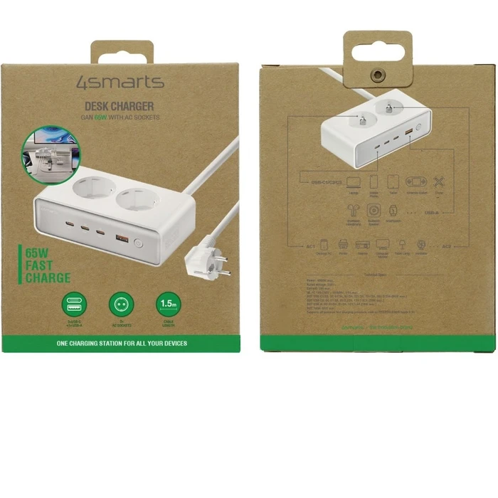 Φορτιστής Πρίζας 4Smarts Desk GaN 65W with AC sockets