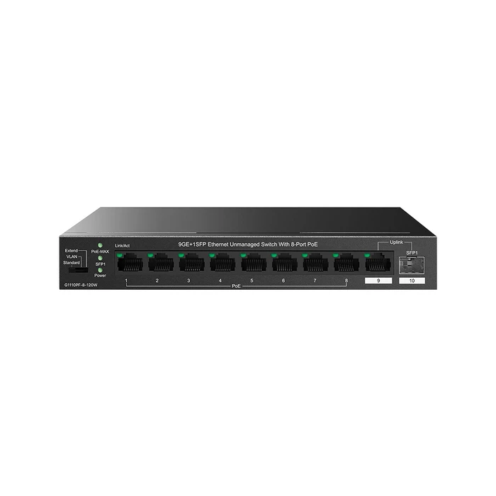 Network Switch Tenda TEG1110PF-8-120W Unmanaged Gigabit (10/100/1000) (PoE) Black