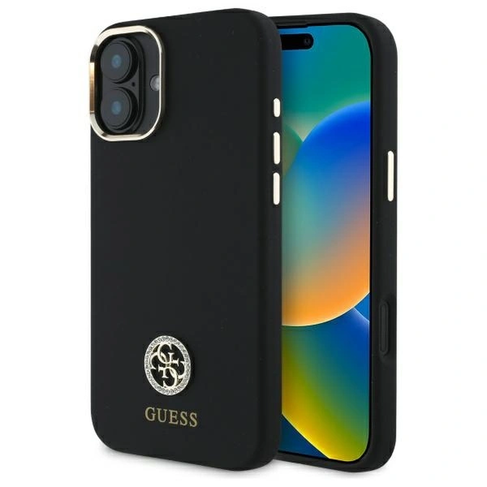 Guess GUHCP16SM4DGPK Apple iPhone 16 hardcase Silicone Logo Strass 4G black
