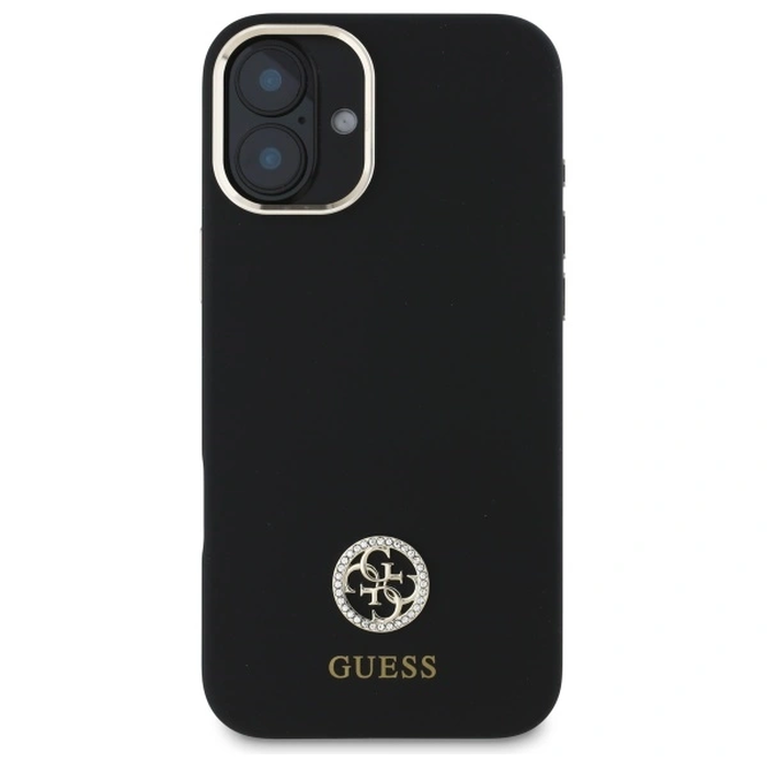 Guess GUHCP16SM4DGPK Apple iPhone 16 hardcase Silicone Logo Strass 4G black