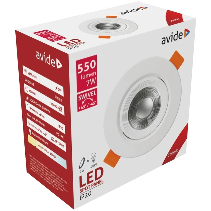 Χωνευτό Σπότ Avide LED 38° Στρογγυλό 7W Θερμό 3000K