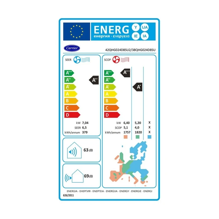 Κλιματιστικό Inverter Carrier 42QHG024D8SU2 Crystal Ultra Clean Plus 24.000 BTU/h