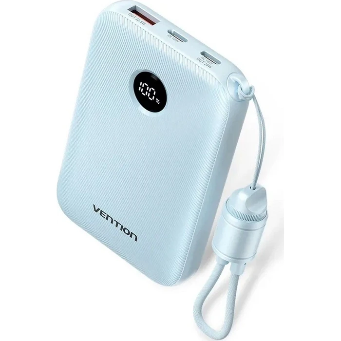 Power Bank Vention 10000mAh 2 x USB-C 1x USB-A with display 22.5W Blue
