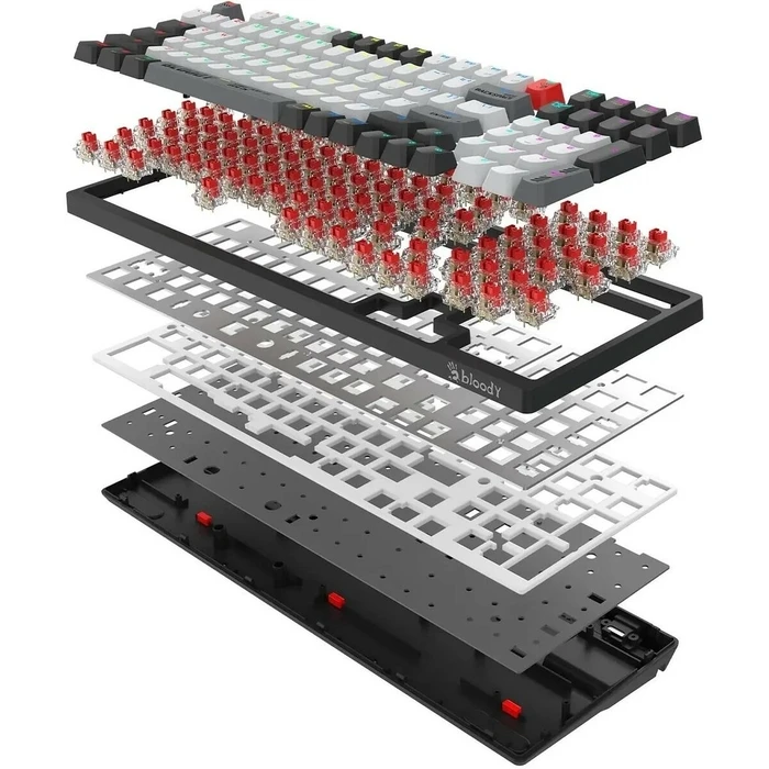 Gaming Πληκτρολόγιο A4 Tech Bloody WS98 Grey WRLS(BLMS RED PlusSwitches)