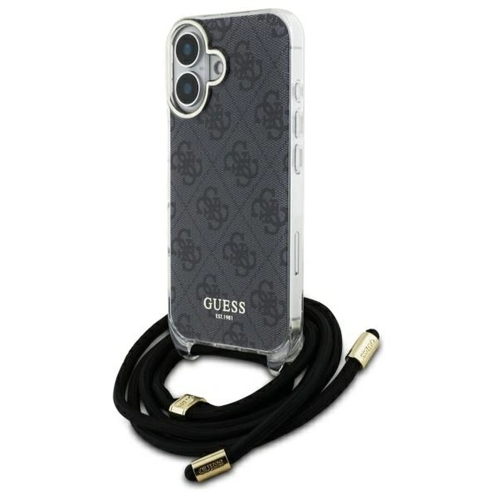 Guess GUHCP16SHC4SEK Apple iPhone 16 hardcase Crossbody Cord 4G Print black