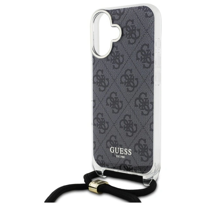 Guess GUHCP16SHC4SEK Apple iPhone 16 hardcase Crossbody Cord 4G Print black