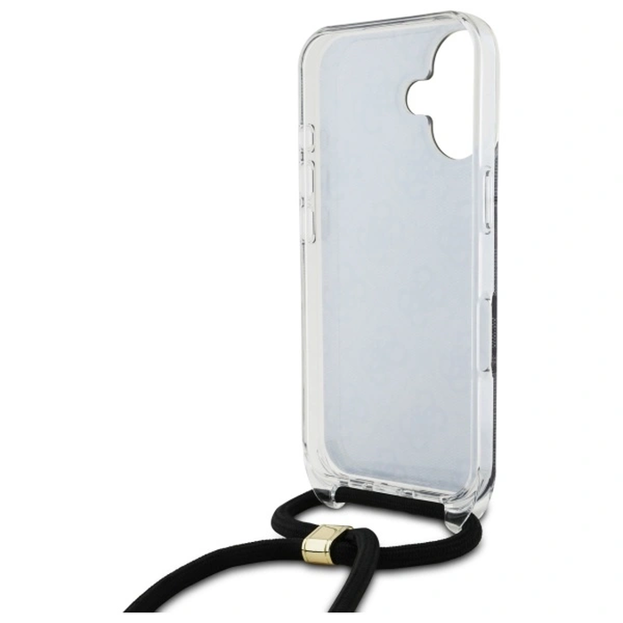 Guess GUHCP16SHC4SEK Apple iPhone 16 hardcase Crossbody Cord 4G Print black