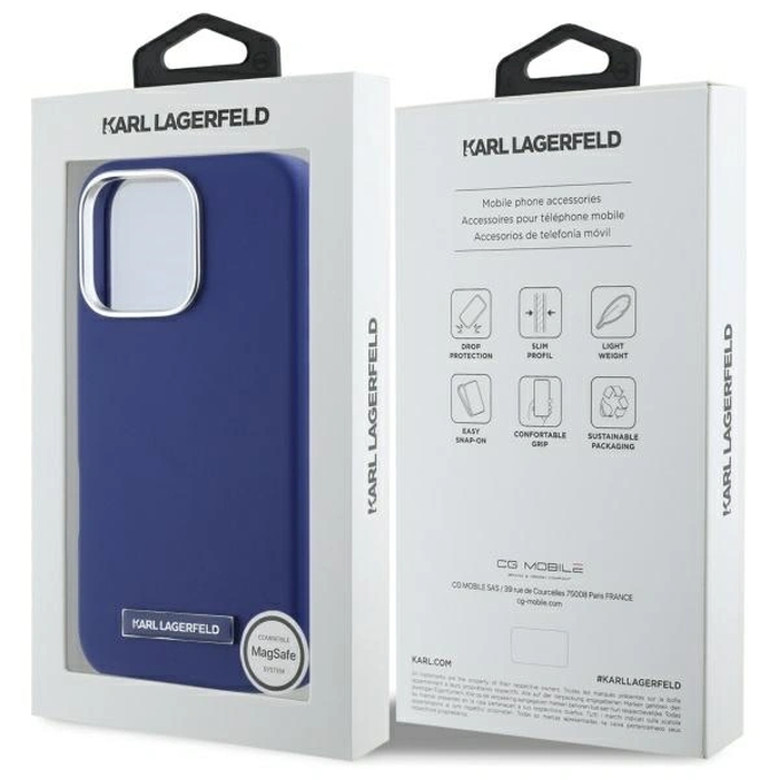 Karl Lagerfeld KLHMP16XPGMSRPB Apple iPhone 16 Pro Max hardcase FW Metal Plate MagSafe blue
