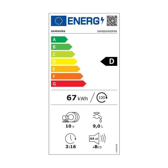 Πλυντήριο Πιάτων 45cm Samsung Dw50dg450fsrle