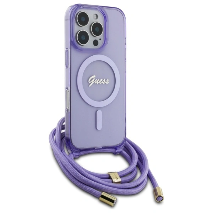 Guess GUHMP16LHCTSGNSU Apple iPhone 16 Pro hardcase Crossbody Cord Script MagSafe purple