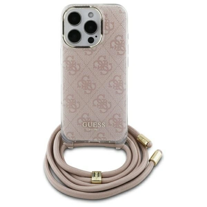 Guess GUHCP16SHC4SEP Apple iPhone 16 hardcase Crossbody Cord 4G Print pink