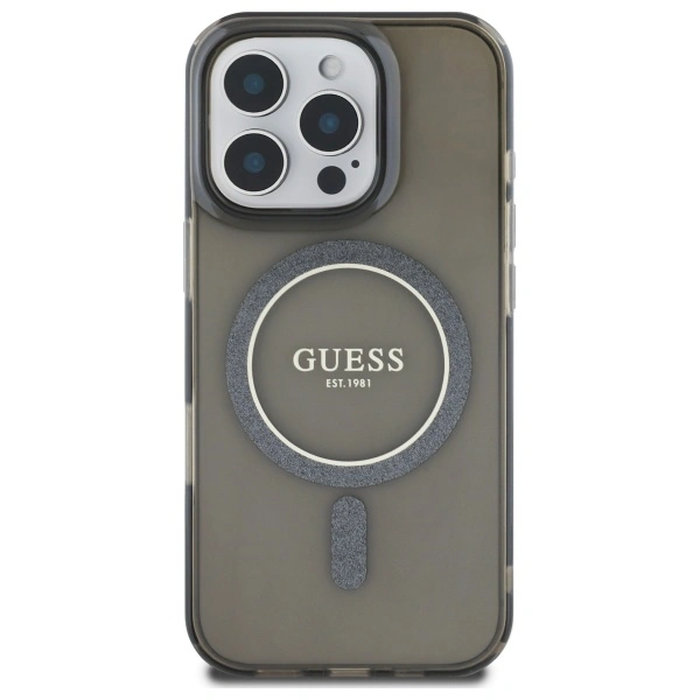 Guess GUHMP16LHFGEREK Apple iPhone 16 Pro hardcase IML Glitter Circle MagSafe black